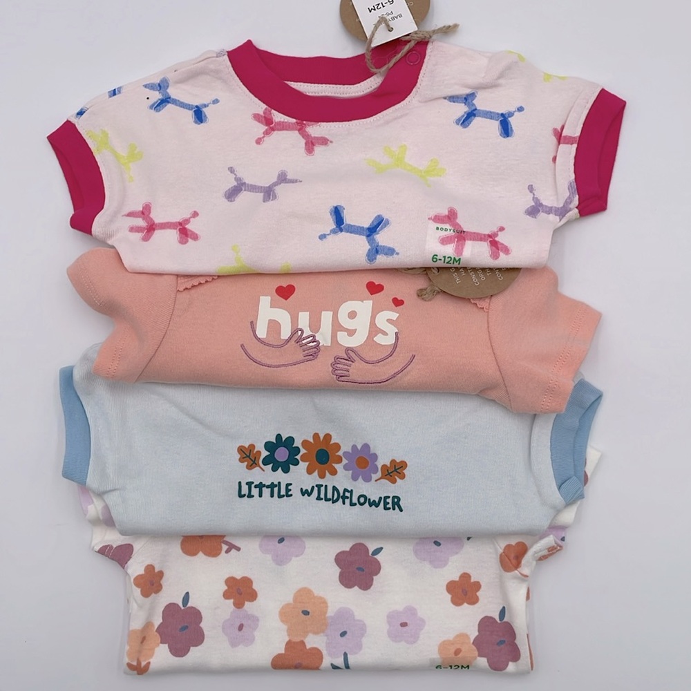 Baby Girl Eco-friendly Organic Cotton Short Sleeve Onesies - 7 outfits - 6-12M‎ - Picture 8 of 12